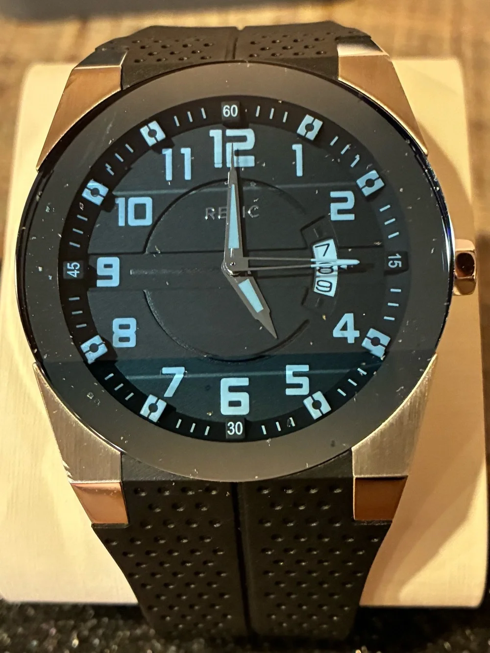 Relic by Fossil Men’s Black Silicone Strap Watch ZR11867 Oversized Dial